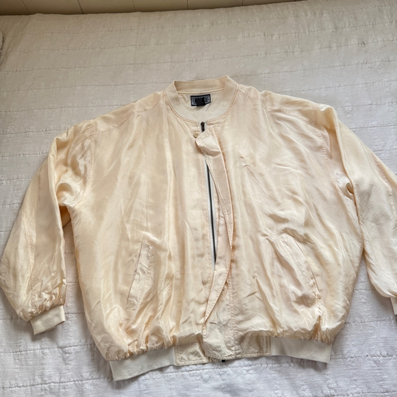 Vintage 100% Silk Bomber Jacket • Size: XL - Picture 3 of 9